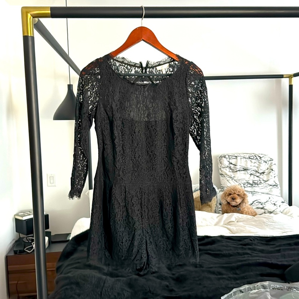 Black lace long sleeve romper / jumpsuit